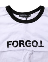 Dolce & Gabbana White Graphic Print Crew Neck Cropped T-shirt