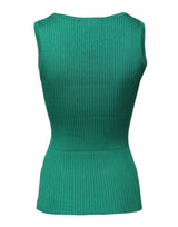 Dolce & Gabbana Green Silk Sleeveless Round Neck Tank Top