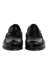 Dolce & Gabbana Black Leather Slip On Loafers Dress Shoes