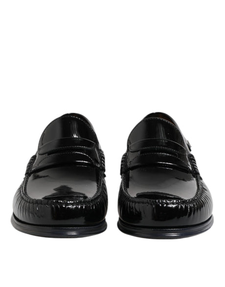 Dolce & Gabbana Black Leather Slip On Loafers Dress Shoes