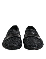 Dolce & Gabbana Black Woven Leather Slip On Loafers Men Shoes