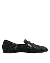 Dolce & Gabbana Black Woven Leather Slip On Loafers Men Shoes