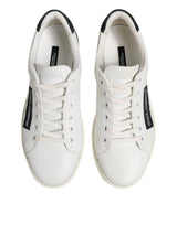 Dolce & Gabbana White Black Leather Lace Up Men Sneakers Shoes