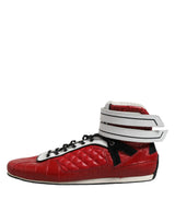 Dolce & Gabbana Red Quilted Leather Lace Up Sneakers Shoes
