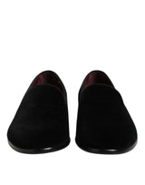 Dolce & Gabbana Black Velvet Slip On Loafers Formal Shoes