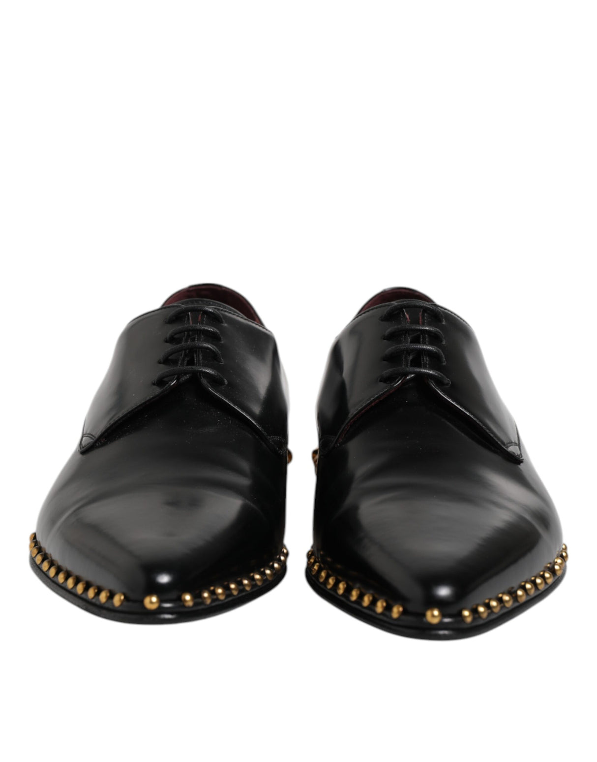 Dolce & Gabbana Black Leather Studded Derby Men Dress Shoes