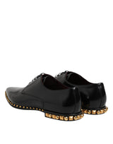 Dolce & Gabbana Black Leather Studded Derby Men Dress Shoes