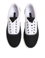 Dolce & Gabbana Black Cotton Canvas Lace Up Men Sneakers Shoes