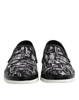 Dolce & Gabbana Black Slip On Printed Men Loafers Shoes