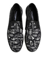 Dolce & Gabbana Black Slip On Printed Men Loafers Shoes