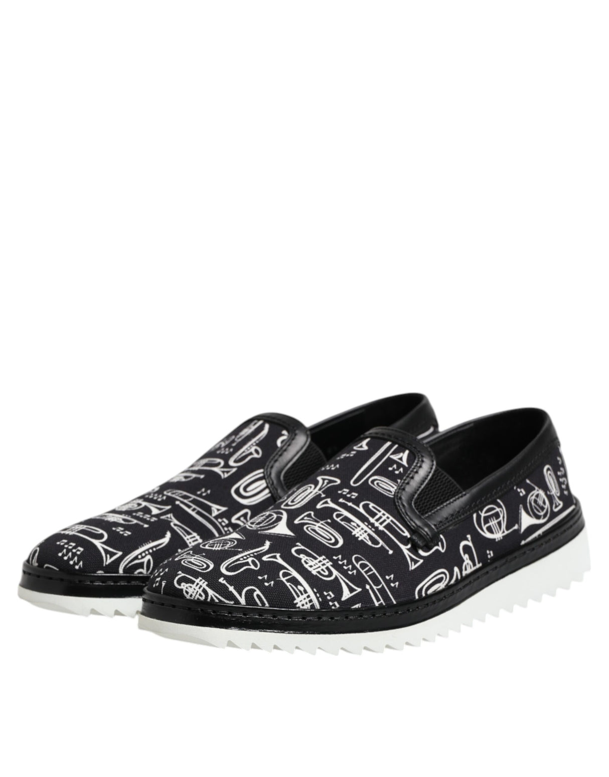 Dolce & Gabbana Black Slip On Printed Men Loafers Shoes