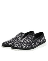 Dolce & Gabbana Black Slip On Printed Men Loafers Shoes