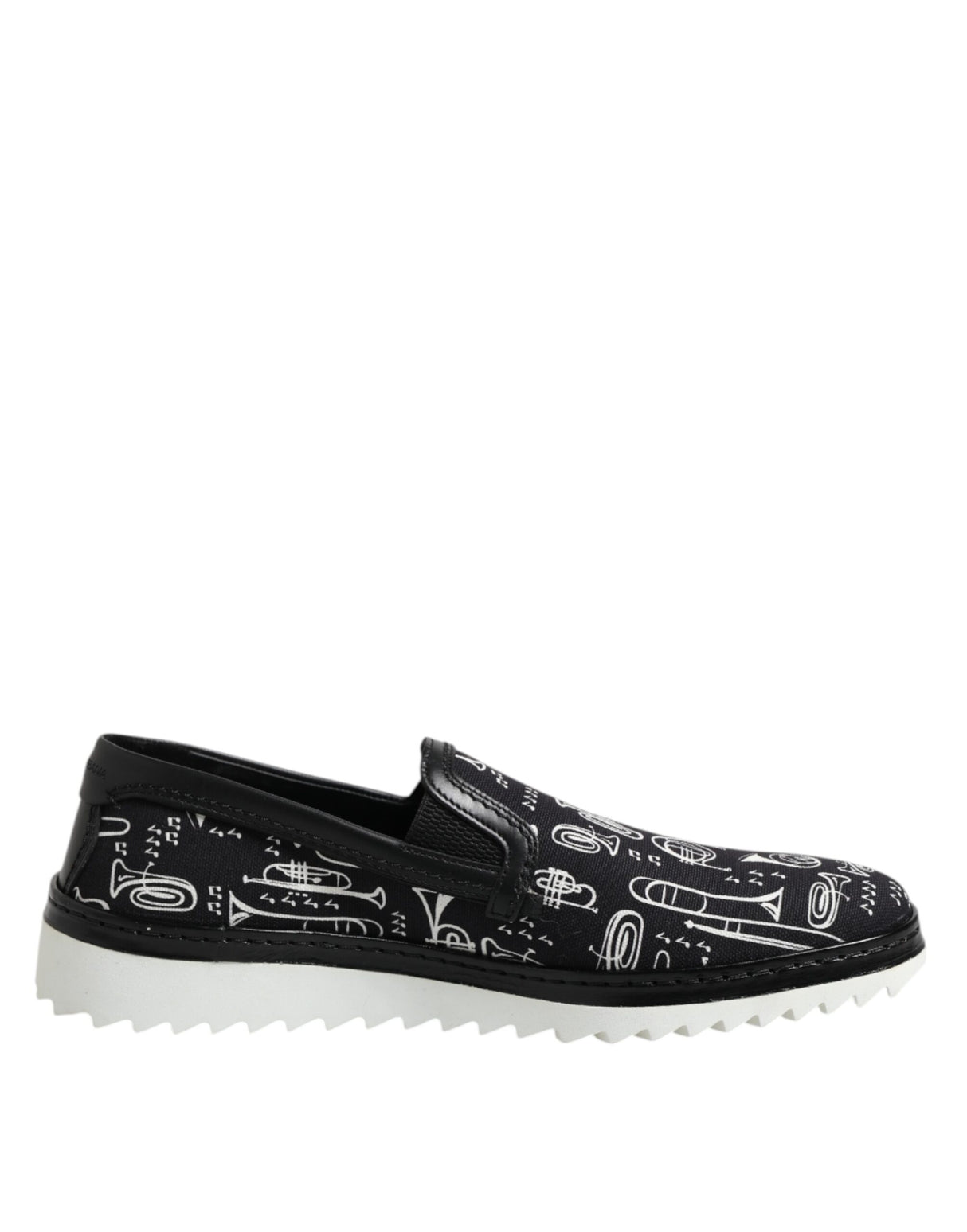 Dolce & Gabbana Black Slip On Printed Men Loafers Shoes