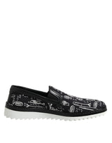 Dolce & Gabbana Black Slip On Printed Men Loafers Shoes