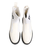 Dolce & Gabbana White Beige DG Logo Mid Calf Boots Shoes