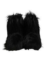 Dolce & Gabbana Black Faux Fur Mid Calf Boots Shoes