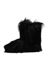 Dolce & Gabbana Black Faux Fur Mid Calf Boots Shoes