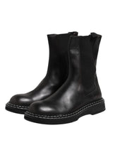 Dolce & Gabbana Black Leather Mid Calf Boots Flats Shoes