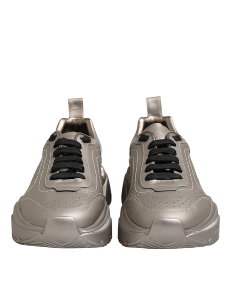 Dolce & Gabbana Silver DAYMASTER Leather Men Sneakers Shoes