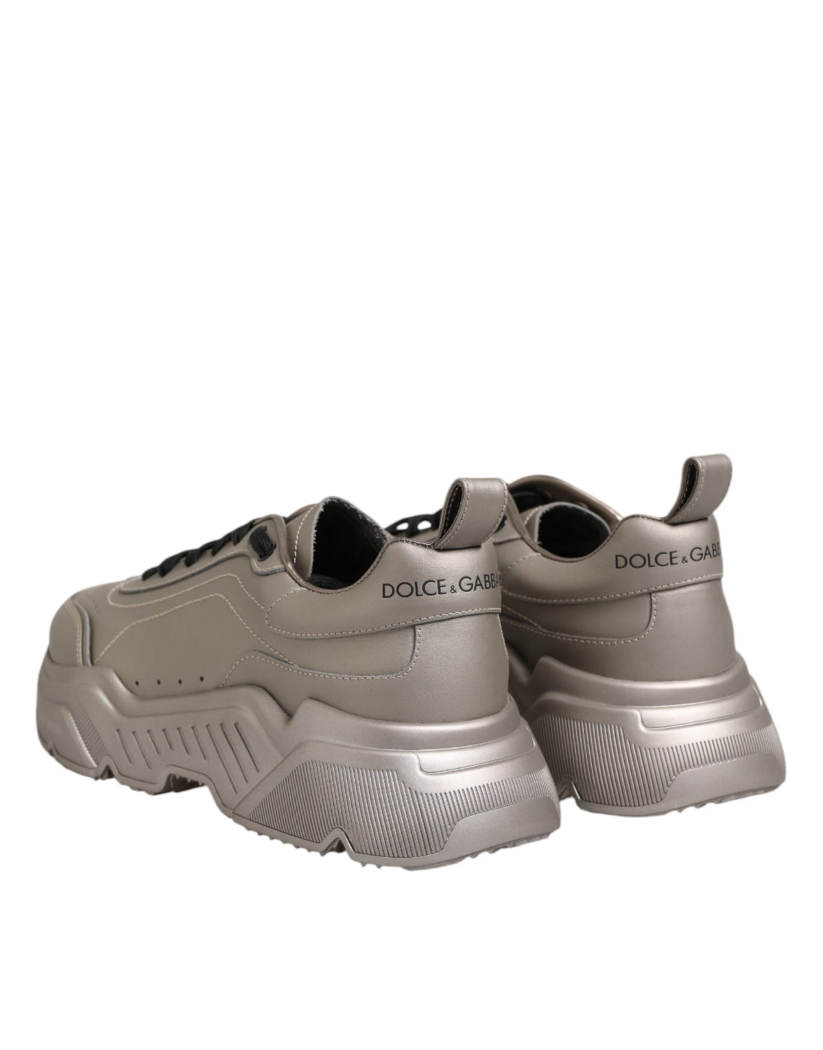 Dolce & Gabbana Silver DAYMASTER Leather Men Sneakers Shoes