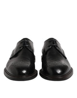 Dolce & Gabbana Black Leather Derby Wingtip Formal Shoes