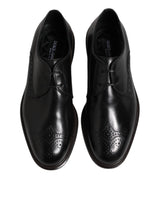 Dolce & Gabbana Black Leather Derby Wingtip Formal Shoes