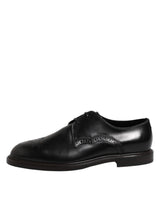 Dolce & Gabbana Black Leather Derby Wingtip Formal Shoes