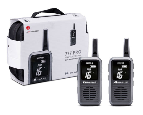 Midland 777PRO Business PMR Radios Valibox includes 2x Earphones, 2x Lanyards & Carry Case