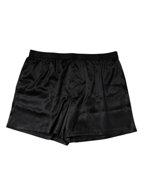 Dolce & Gabbana Black Silk Regular Men Boxer Shorts Underwear