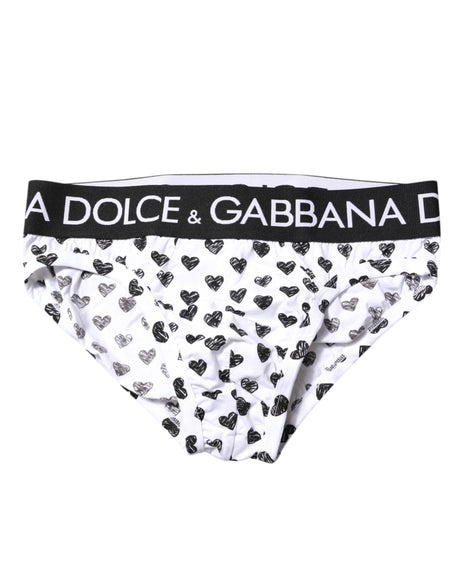 Dolce & Gabbana White Heart Printed Regular Brief Underwear