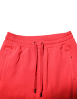 Dolce & Gabbana Red Cotton Men Jogger Sweatpants Pants