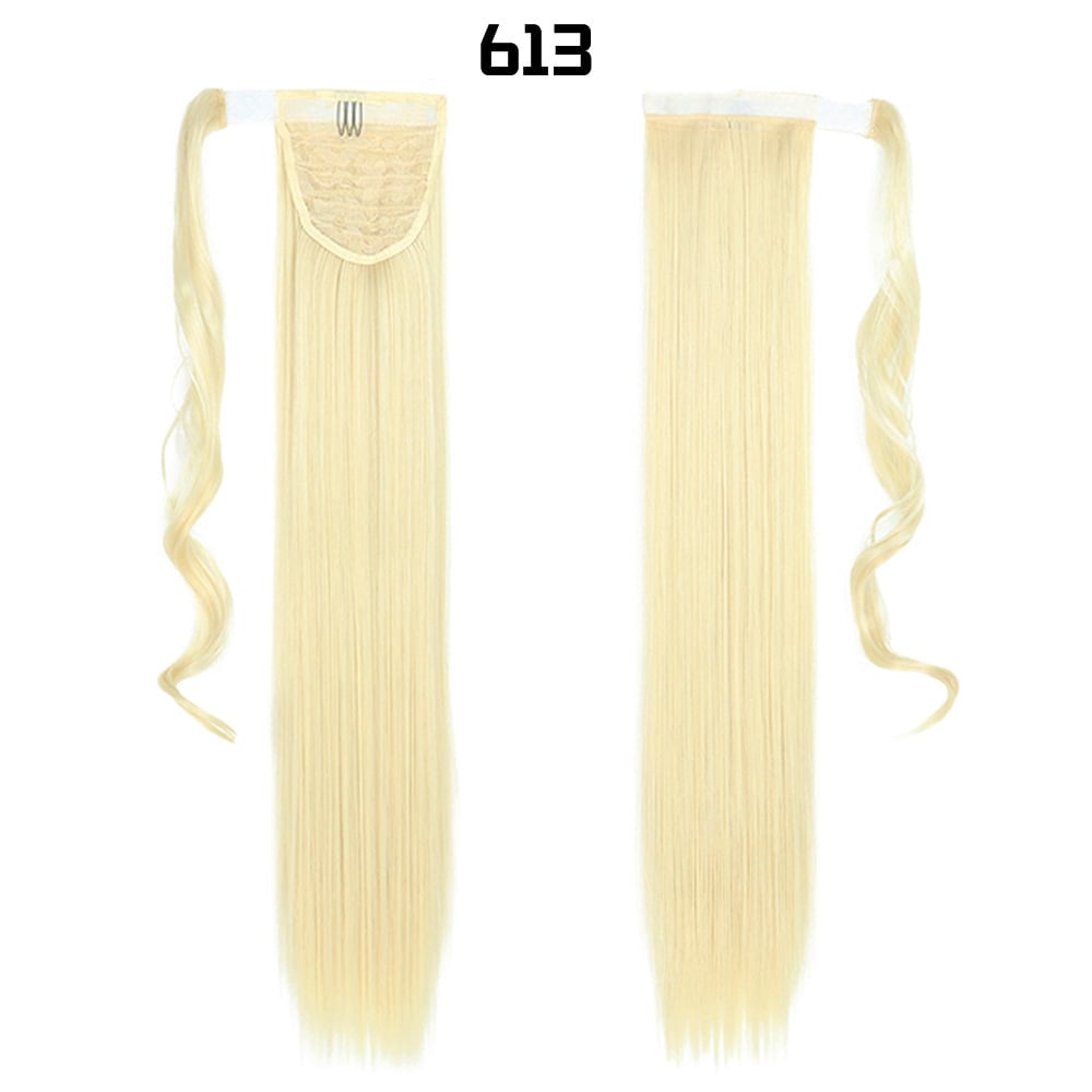 European American Long Straight Hair Velcro Ponytail