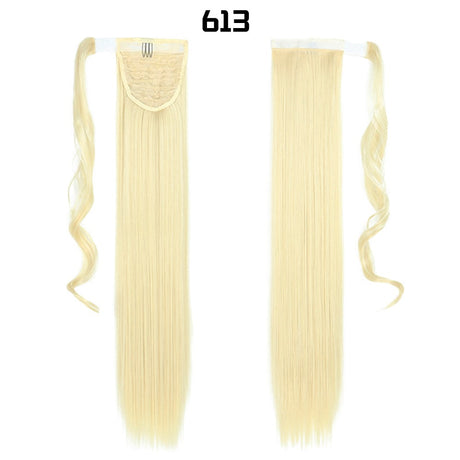 European American Long Straight Hair Velcro Ponytail
