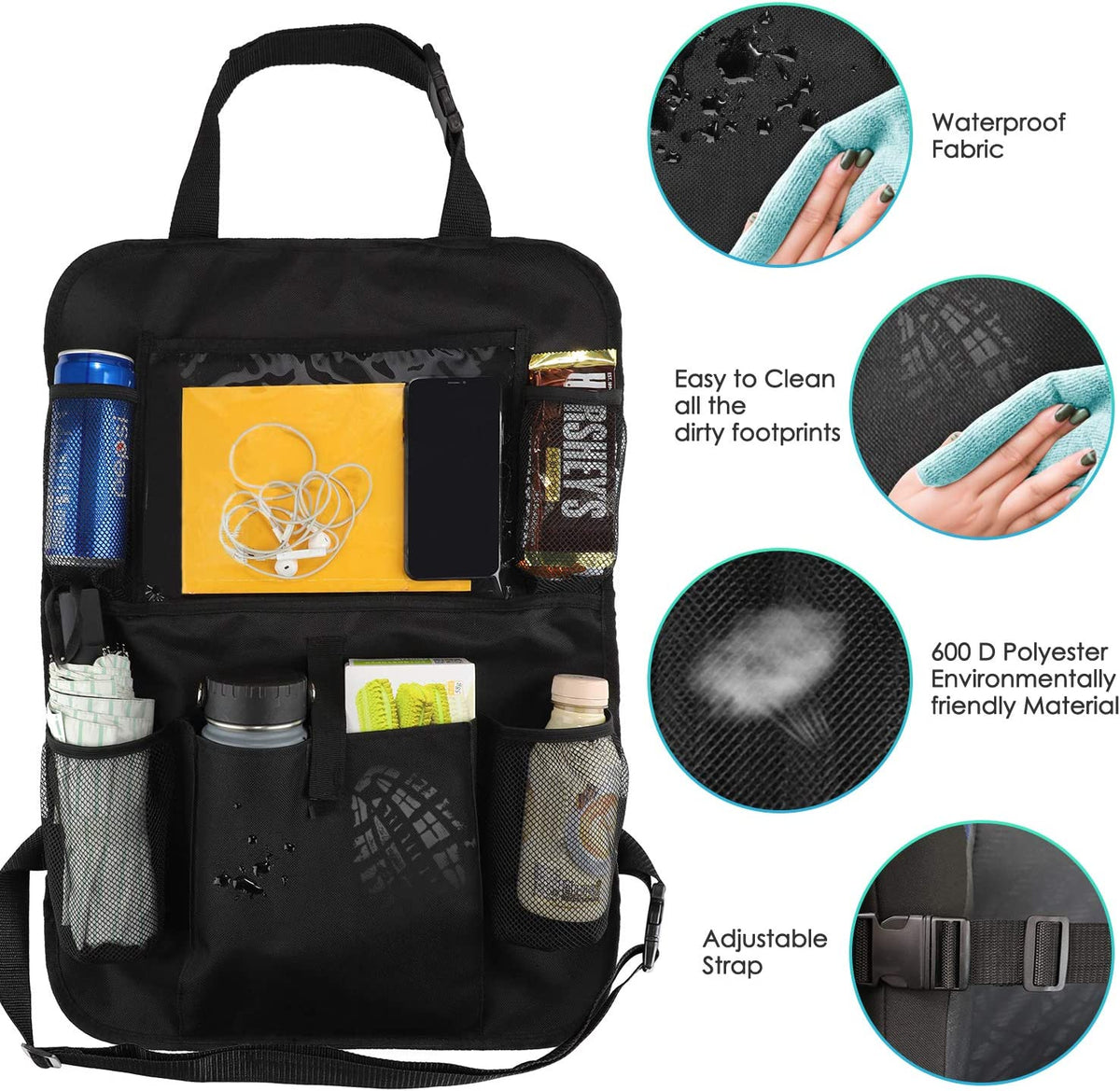 Oxford Cloth Anti-Kick Car Seat Back Storage Bag