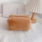 Fluffy Macaron Color Travel Makeup Bag - Large Capacity