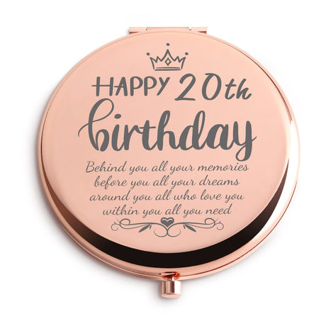 Gift for 20 Year Old Female Pink Handheld Portable Magnifying Travel Compact Makeup Mirror 20th Birthday Decorations Gifts for Women 20th Birthday Gifts for Daughter Niece 20 Year Old Gifts