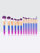 15-Piece Colorful Gradient Makeup Brush Set