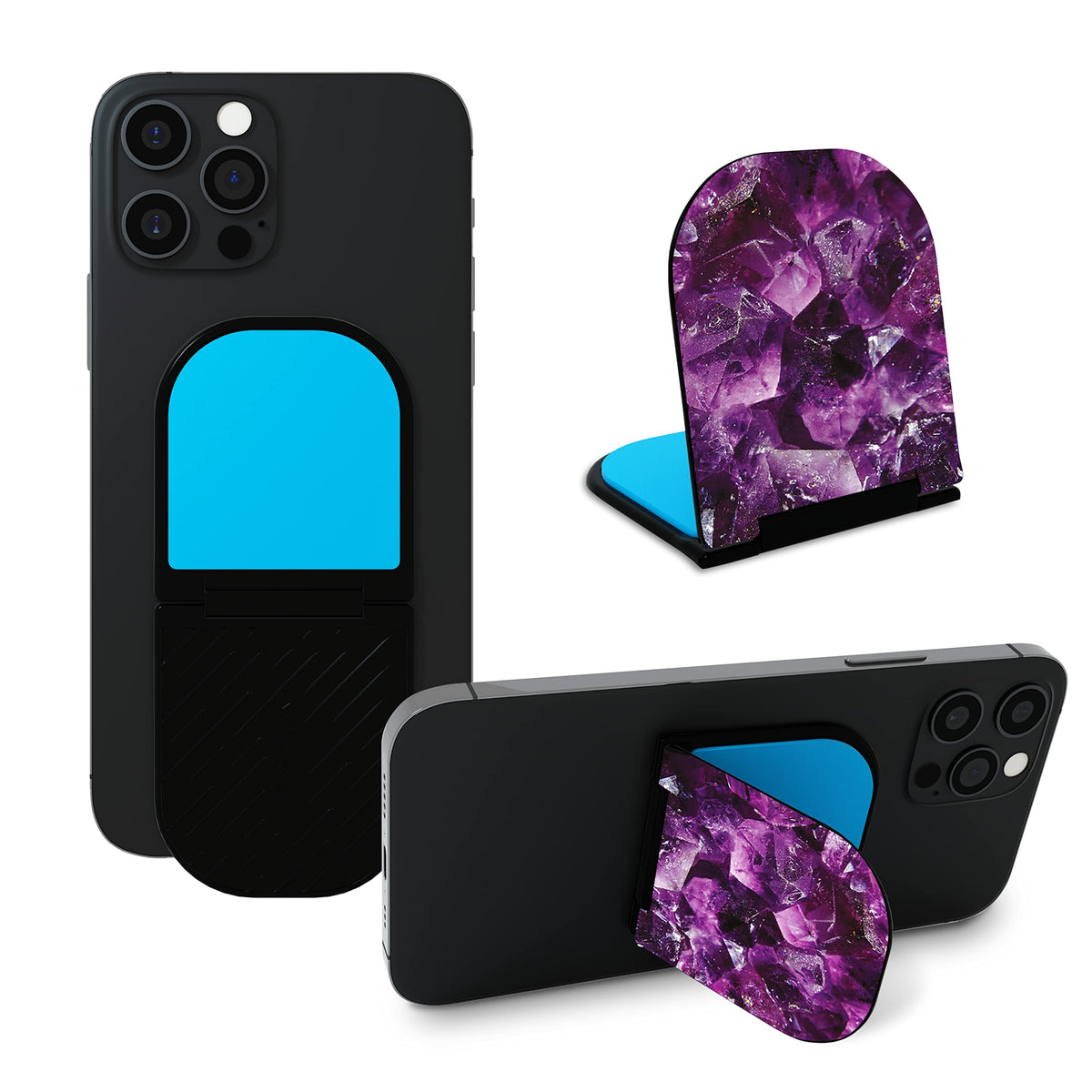 Flipstik 3.0 Foldable Adhesive Phone Mount – Sticks to Any Flat Surface – Hands Free Selfies Videos Car Mount Phone Stand Travel Accessory – Sticky Phone Mount (Amethyst)