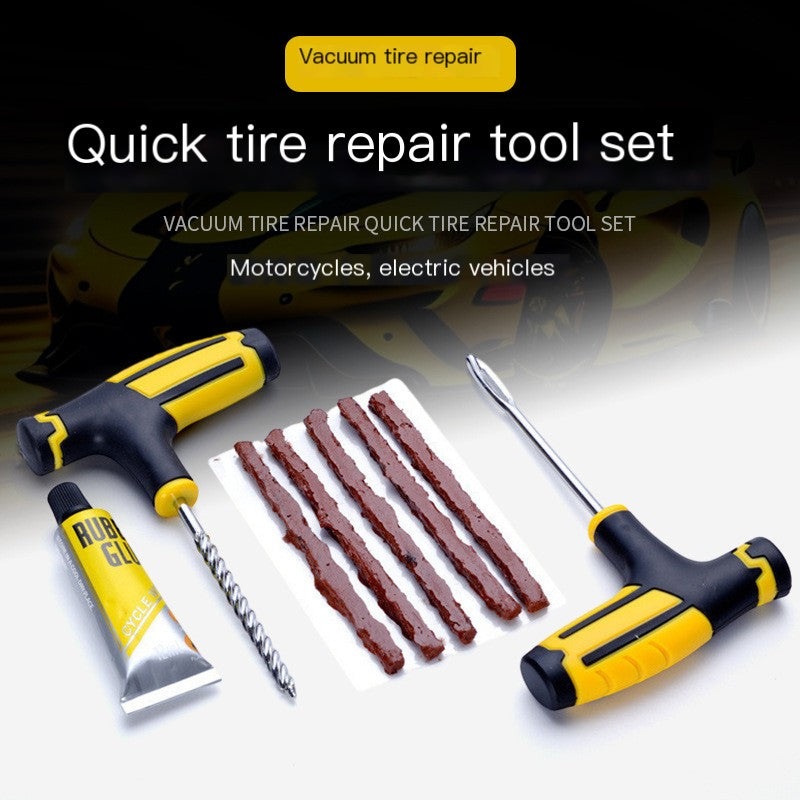 Car and Motorcycle Tire Repair Tool Kit with Glue