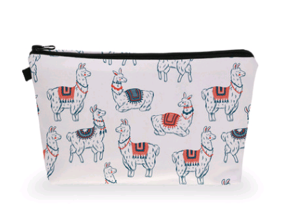 3D Digital Print Llama Cosmetic Bag and Organizer