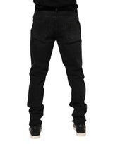 Dolce & Gabbana Black Cotton Logo Plaque Skinny Denim Jeans