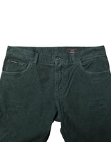 Dolce & Gabbana Green Cotton Corduroy Skinny Pants
