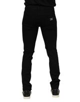 Dolce & Gabbana Dark Blue Cotton Logo Plaque GOLD Denim Jeans