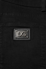 Dolce & Gabbana Dark Blue Cotton Logo Plaque GOLD Denim Jeans