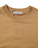 Dolce & Gabbana Mustard Cotton DG Embossed Pullover Sweater