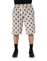 Dolce & Gabbana White Cotton DG Mania Print Men Bermuda Shorts