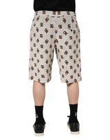 Dolce & Gabbana White Cotton DG Mania Print Men Bermuda Shorts