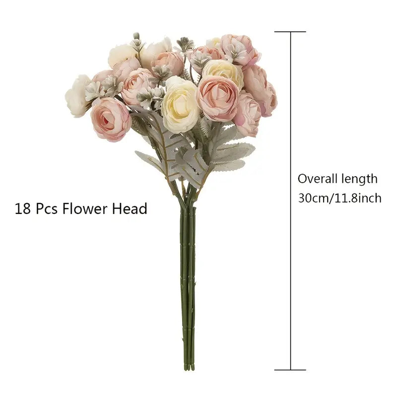 18pcs Artificial Rose Flowers for Home and Wedding Decor