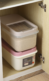Transparent Rice Container and Kitchen Storage Cabinet