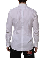 Dolce & Gabbana White Bib Cotton Poplin GOLD Formal Shirt